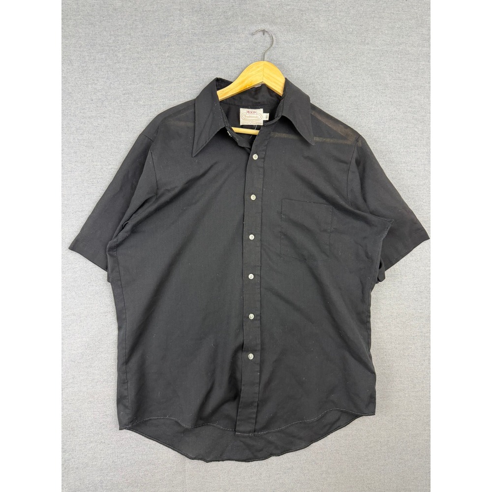Vintage BVD Traditionals Mens Short Sleeve Button Down Shirt Large Paper thin